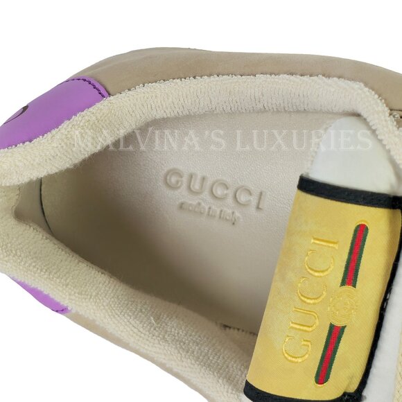 GUCCI SNEAKERS SCREENER LEATHER SHOES GG LOGO WEB STRIPE  sz 40.5 10.5 US - Picture 12 of 16